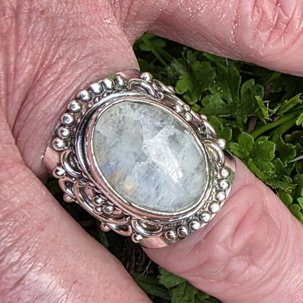 Rainbow Moonstone Boho Style Ring in 925 Sterling Silver (6.75) - Picture 16 of 16